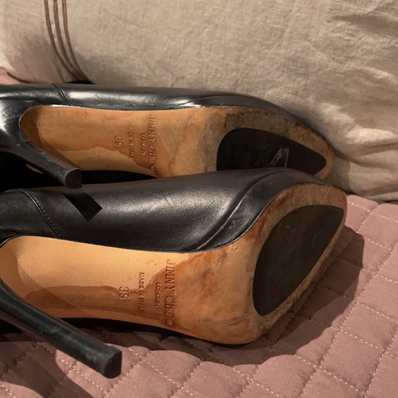 Jimmy Choo 4 1/2 inch heel black leather boot - Picture 6 of 6